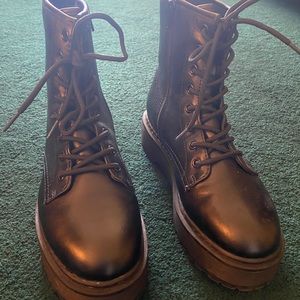 Womens black combat boots